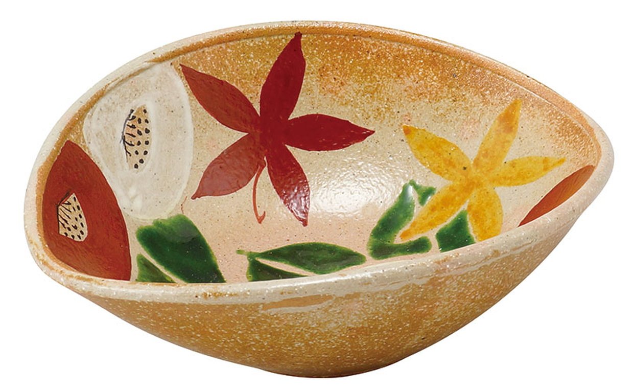 Amazon.co.jp: 山下工芸 御本手魯山人写紅葉・椿絵 玉渕楕円中鉢 18.7